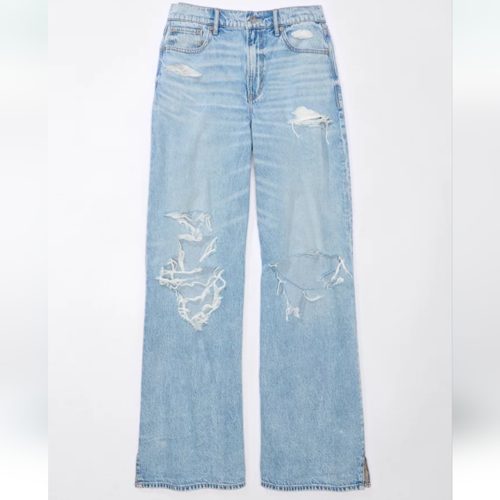 AE Dreamy Drape Super High-Waisted Baggy Wide-Leg Jean size 16 long